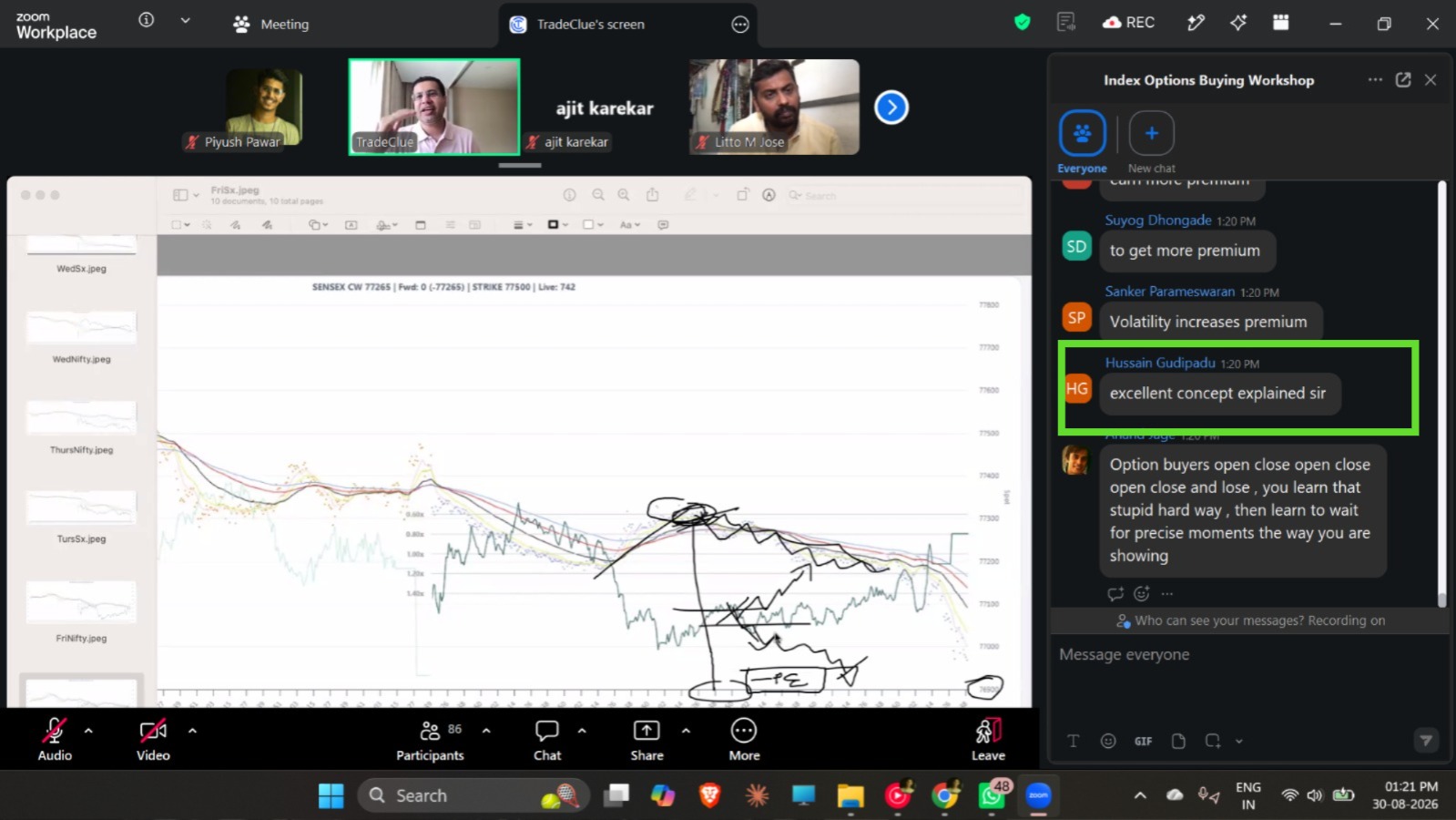 Participant feedback from a live TradeClue Index Options workshop session
